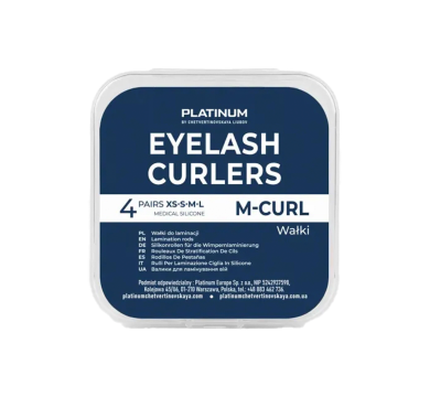 Валики для ламінування вій Platinum Eyelash Curlers M-Curl, набір — 4 пари (XS, S, M, L)