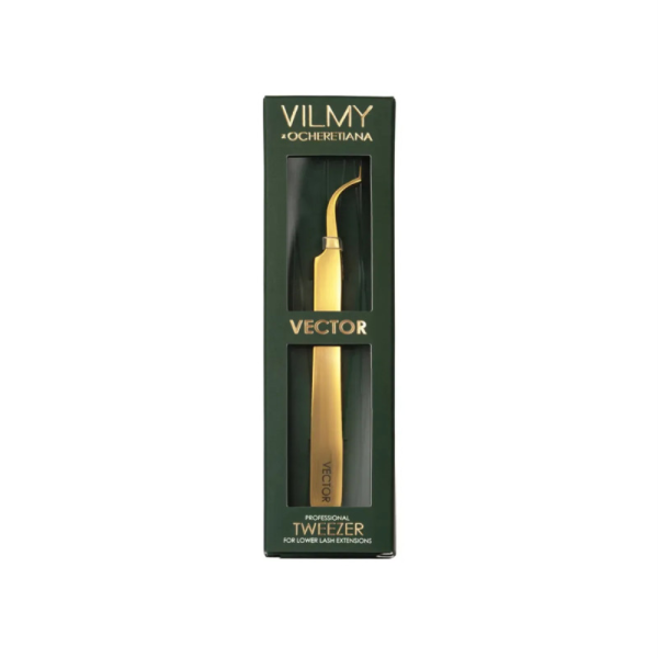 Профессиональный пинцет для наращивания нижних ресниц VILMY x Ocheretiana Vector (L-образный)