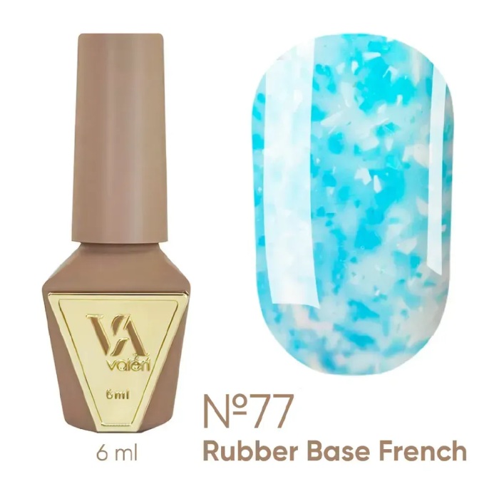 База камуфлююча Valeri Rubber Base French New №077, молочна з блакитною поталлю, 6 мл