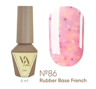 База камуфлирующая Valeri Rubber Base French New №086, розовая с разноцветными камифубуками, 6 мл