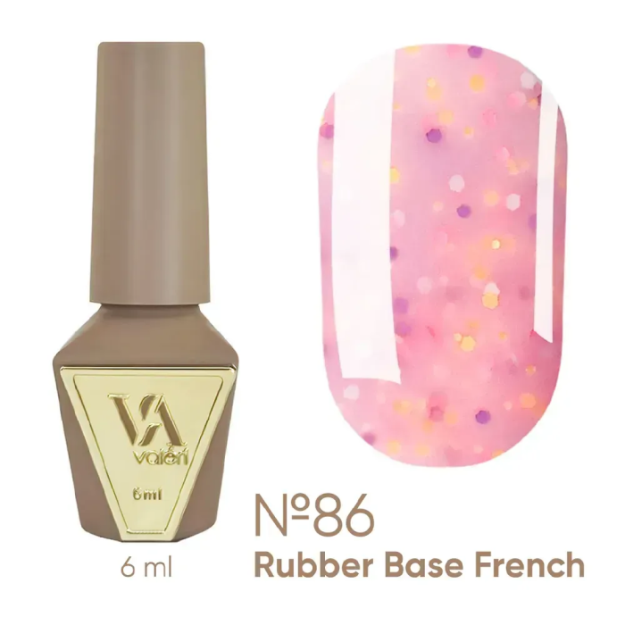 База камуфлирующая Valeri Rubber Base French New №086, розовая с разноцветными камифубуками, 6 мл