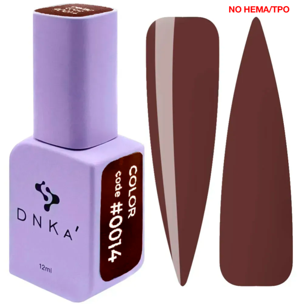Гель-лак DNKa Gel Polish Color New Formula #0014, гіркий шоколад, 12 мл
