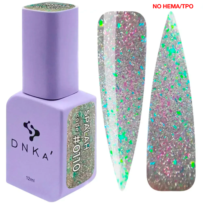 Гель-лак DNKa Gel Polish Spalah New Formula #0110 светоотражающий, серебристо-зеленый, 12 мл