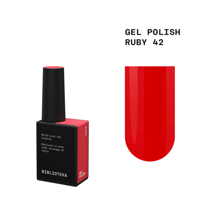 Гель-лак Biblioteka Gel Polish №42 Ruby, классический красный, 10 мл