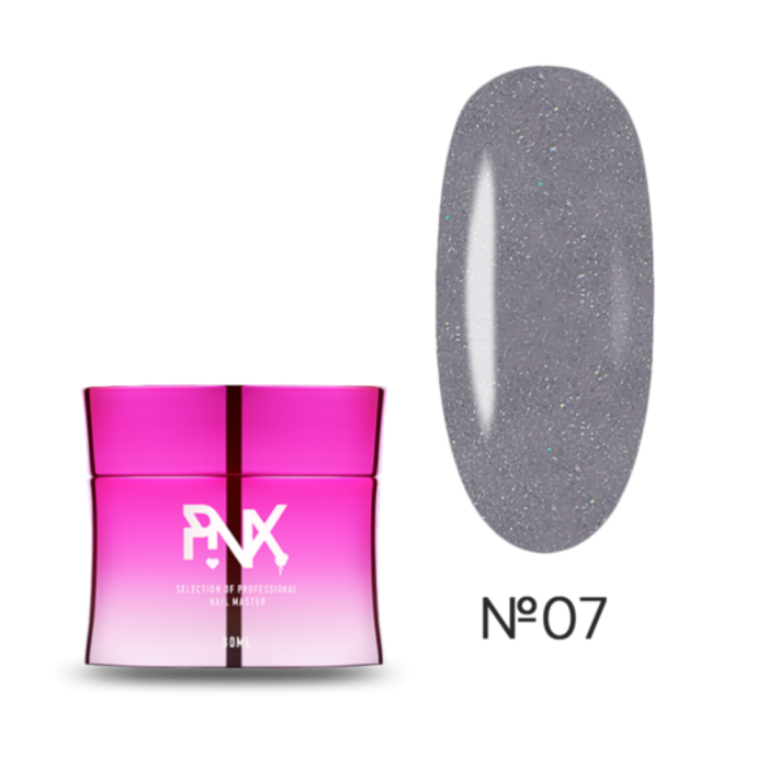Гель моделюючий Pinx Builder Gel Princess №007, темно-сірий із шиммером, 30 мл