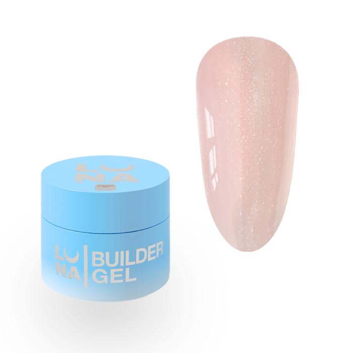 Гель для нарощування LUNA Shimmer Gel №02, молочно-рожевий із шиммером, 15 мл