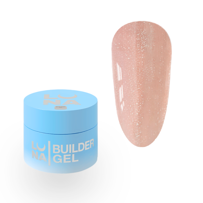 Гель для наращивания LUNA Shimmer Gel №03, бежево-розовый с шиммером, 15 мл