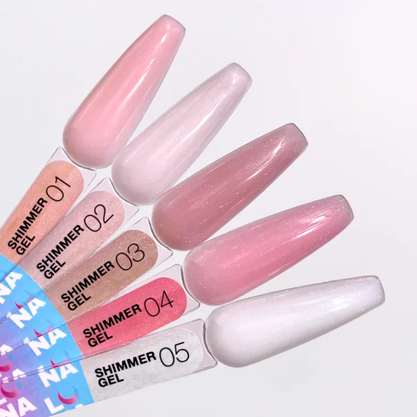 Гель для нарощування LUNA Shimmer Gel №03, бежево-рожевий із шиммером, 15 мл