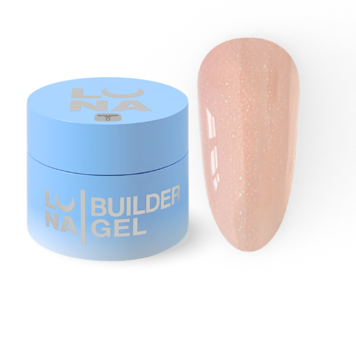 Гель для нарощування LUNA Shimmer Gel №01, ніжно-рожевий із шиммером, 30 мл