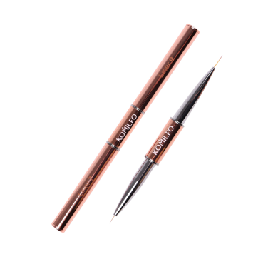 Пензлик двосторонній Komilfo Rose Gold Double Liner - лайнер (7 мм)/лайнер (9 мм)