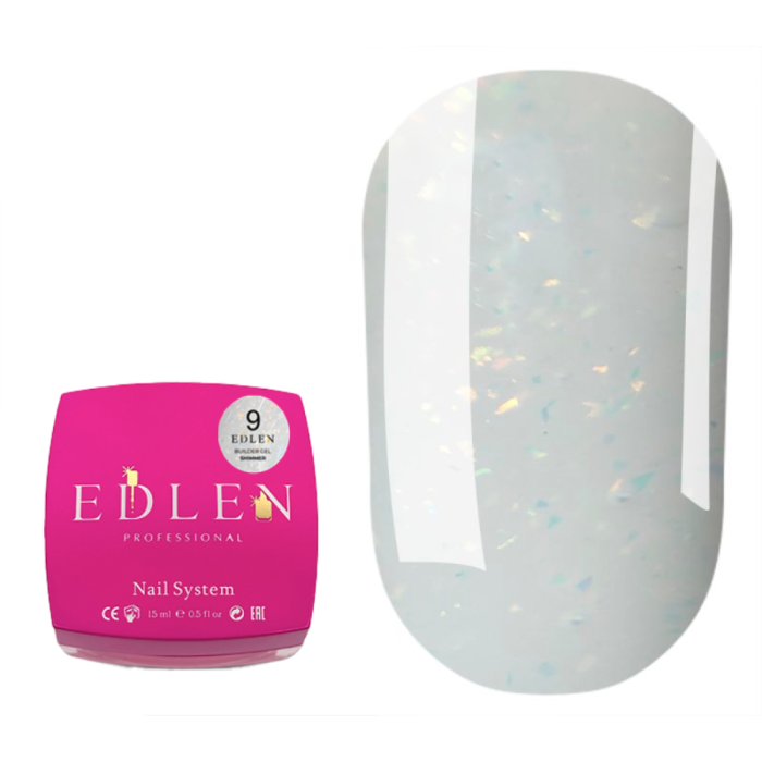 Гель для наращивания Edlen Builder Gel Shimmer №09, молочный с шиммером, 15 мл