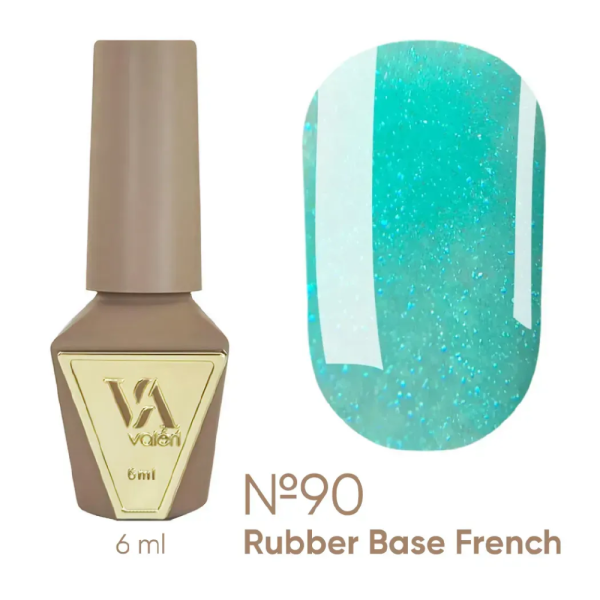 База камуфлирующая Valeri Rubber Base French New №090, бирюзовая с микрошиммером, 6 мл