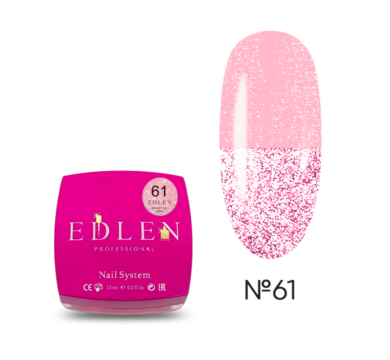 Гель для наращивания Edlen Builder Gel Flash №61, светоотражающий розовый, 30 мл