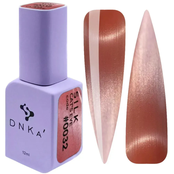 Гель-лак котяче око DNKa Color Gel Polish Cat`s Eye #0032 Silk, персиковий, 12 мл