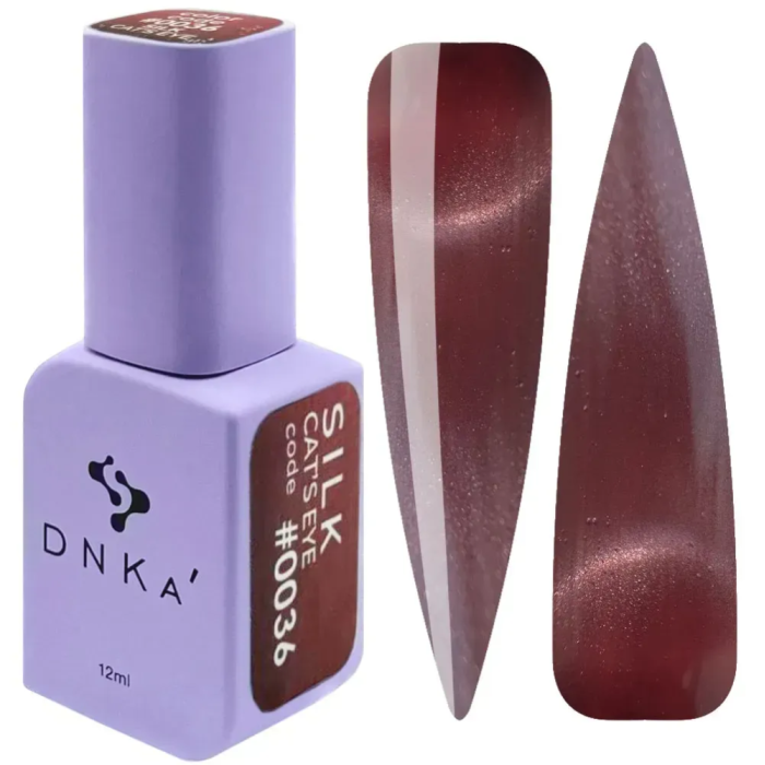 Гель-лак котяче око DNKa Color Gel Polish Cat`s Eye #0036 Silk, коричнево-червоний, 12 мл