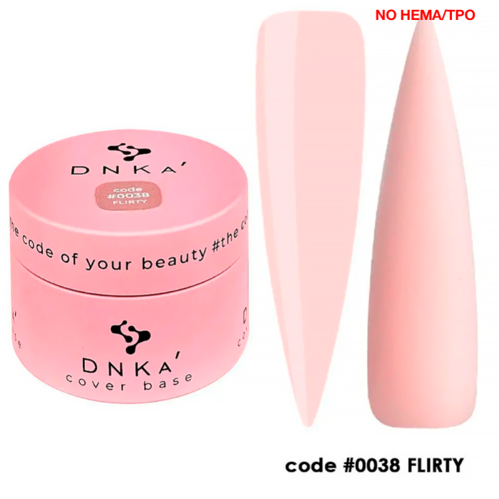 База камуфлирующая DNKa Cover Rubber Base French New Formula №0038 Flirty, ванильно-розовая, 30 мл