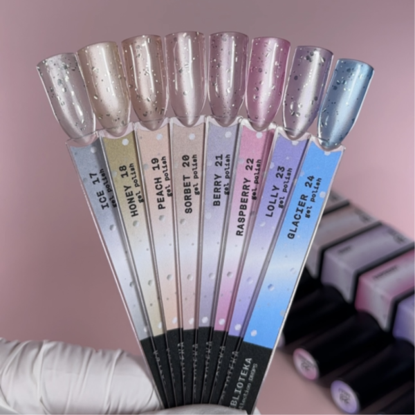 Гель-лак котяче око Biblioteka Cat Eye Gel Polish Drops №21 Berry з блискітками,лилово-рожевий,10 мл