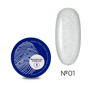 Гель для нарощування Touch Builder Gel Shine Mix №01, молочний з мікрошиммером, 15 мл