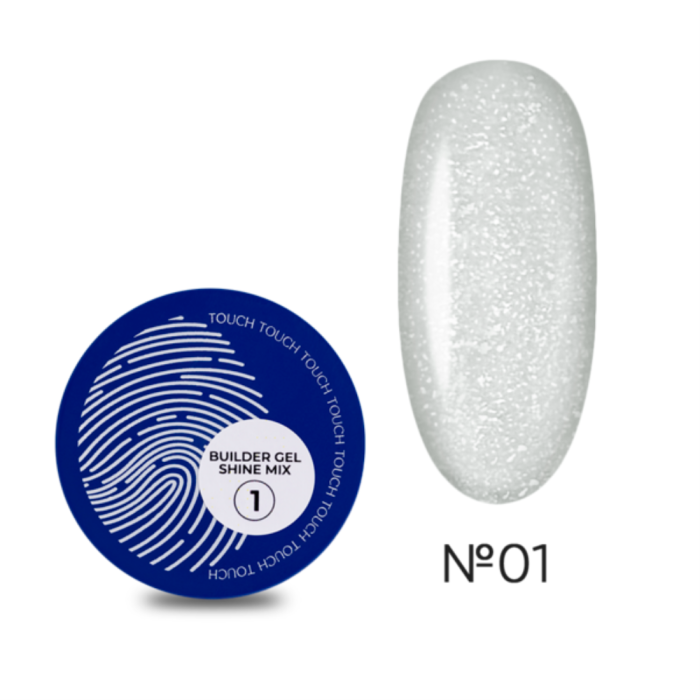 Гель для наращивания Touch Builder Gel Shine Mix №01, молочный с микрошиммером, 15 мл