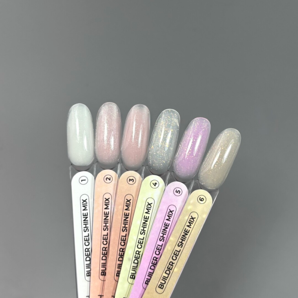 Гель для нарощування Touch Builder Gel Shine Mix №01, молочний з мікрошиммером, 15 мл