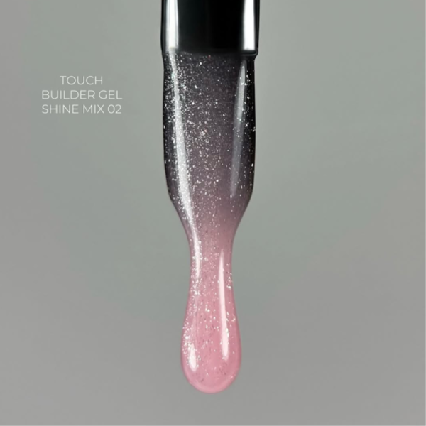 Гель для нарощування Touch Builder Gel Shine Mix №02, холодний рожевий з мікрошиммером, 15 мл
