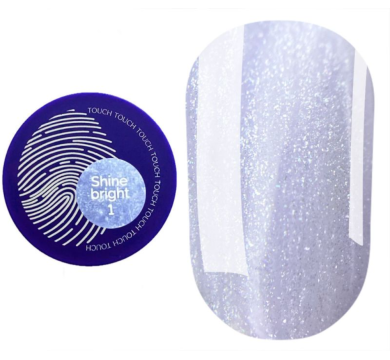 Гель для нарощування Touch Builder Gel Shine Bright №01, молочно-рожевий з дрібним шиммером, 15 мл