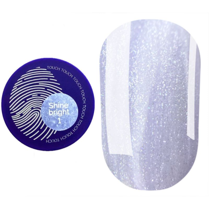 Гель для нарощування Touch Builder Gel Shine Bright №01, молочно-рожевий з дрібним шиммером, 15 мл
