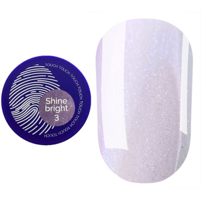 Гель для нарощування Touch Builder Gel Shine Bright №03, рожевий з дрібним бірюзовим шиммером, 15 мл