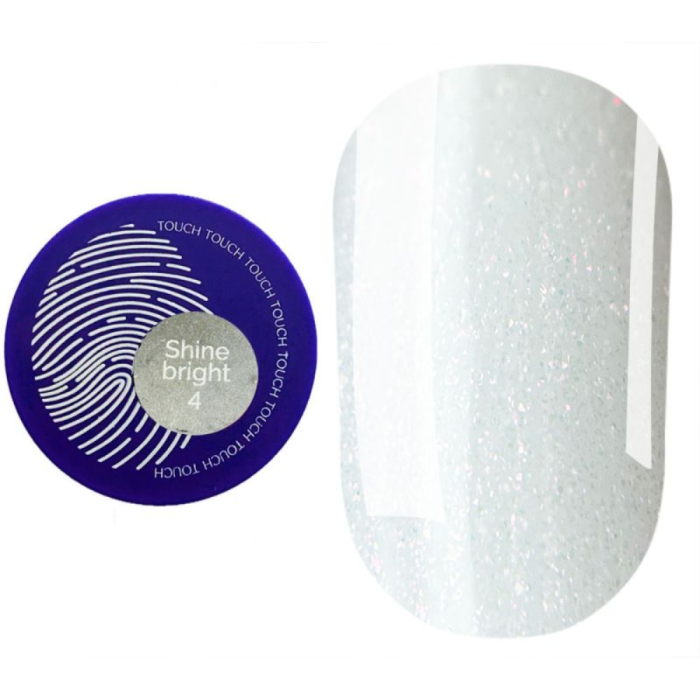 Гель для нарощування Touch Builder Gel Shine Bright №04, молочний з дрібним рожевим шиммером, 15 мл