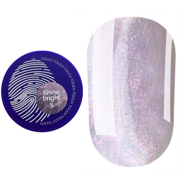 Гель для наращивания Touch Builder Gel Shine Bright №05, розовый с мелким розовым шиммером, 15 мл
