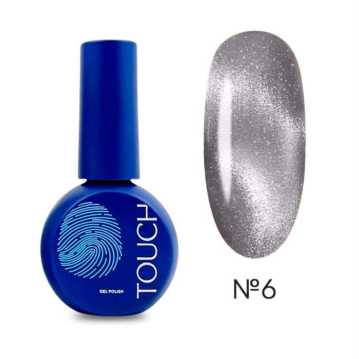 Гель-лак котяче око Touch Gel Polish 3D Cat Eyes №06 світловідбиваючий, сірий, 9 мл