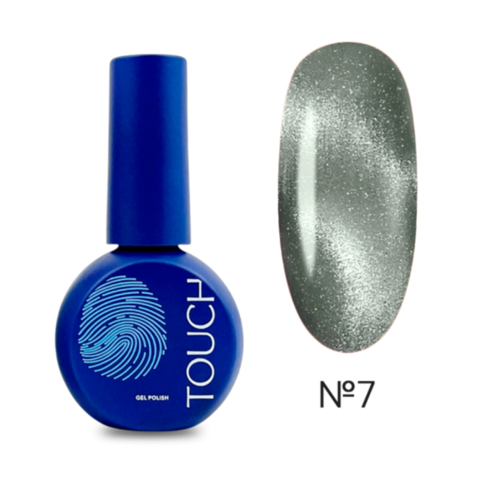 Гель-лак кошачий глаз Touch Gel Polish 3D Cat Eyes №07 светоотражающий, серо-золотой, 9 мл