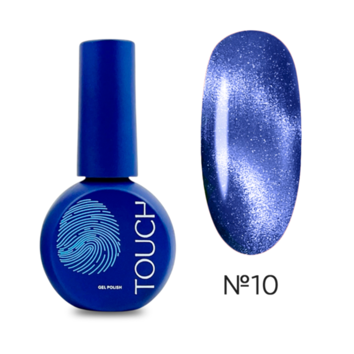 Гель-лак котяче око Touch Gel Polish 3D Cat Eyes №10 світловідбиваючий, синій, 9 мл