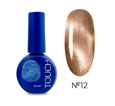 Гель-лак котяче око Touch Gel Polish 3D Cat Eyes №12 світловідбивний, молочний шоколад, 9 мл