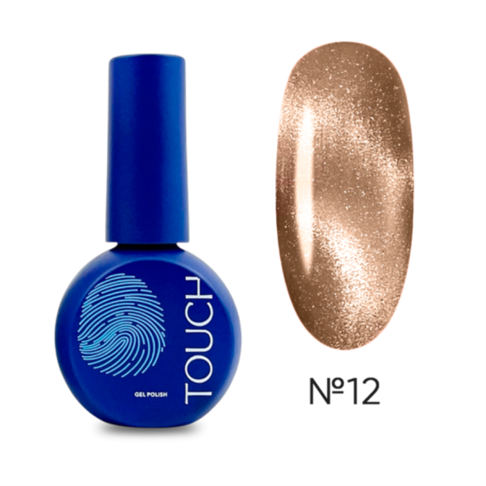 Гель-лак котяче око Touch Gel Polish 3D Cat Eyes №12 світловідбивний, молочний шоколад, 9 мл