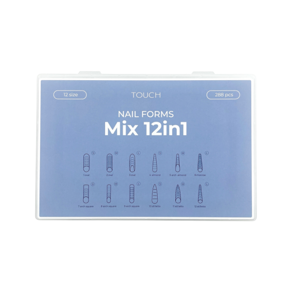 Верхні форми Touch Nail Forms Mix 12in1, мікс форм, 288 шт.
