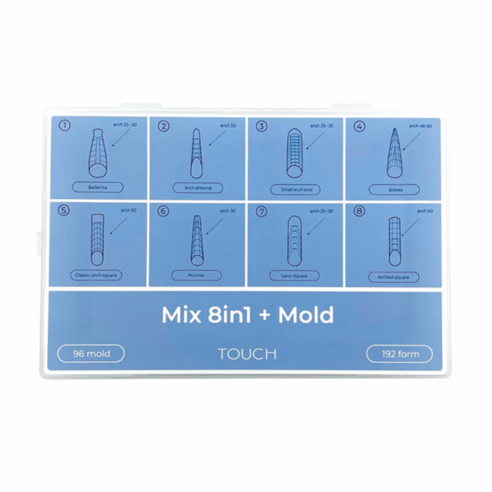 Верхні форми Touch Nail Forms Mix 8in1+молди, 288 шт.