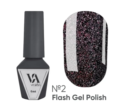 Гель-лак світловідбивний Valeri Gel Polish Flash New №02 чорно-рожевий, 6 мл