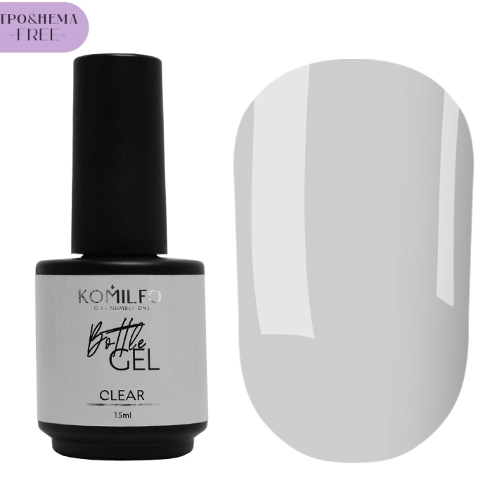 Рідкий гель Komilfo Bottle Gel Clear, прозорий, 15 мл (HEMA/TPO free)