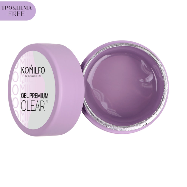 Гель для нарощування Komilfo Gel Premium Clear, прозорий, 15 г (HEMA/TPO free)