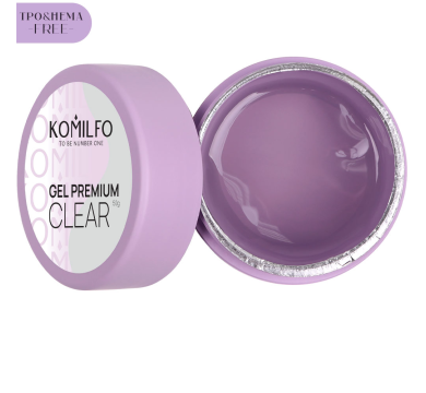 Гель для нарощування Komilfo Gel Premium Clear, прозорий, 50 г (HEMA/TPO free)