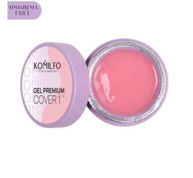 Гель для нарощування Komilfo Gel Premium Cover 01, ніжно-рожевий, 15 г (HEMA/TPO free)