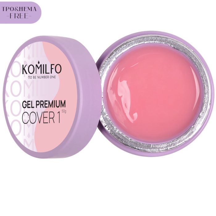 Гель для наращивания Komilfo Gel Premium Cover 01, нежно-розовый, 50 г (HEMA/TPO free)