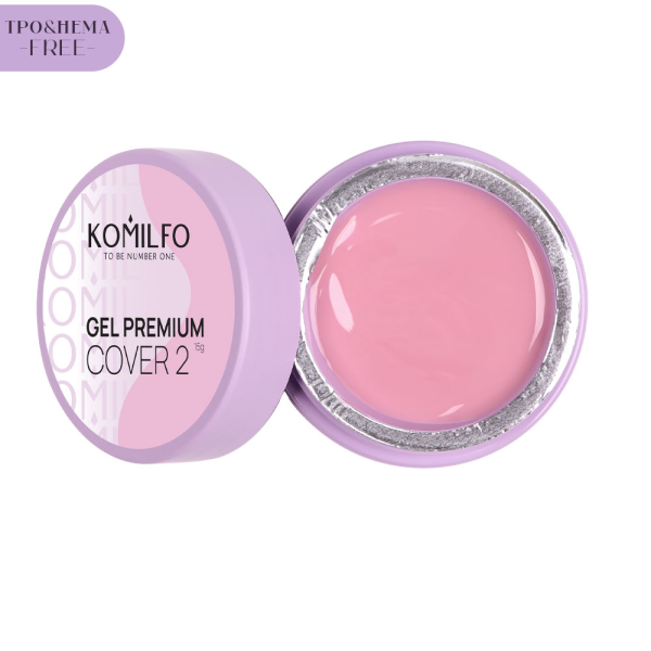 Гель для наращивания Komilfo Gel Premium Cover 02, розовый, 15 г (HEMA/TPO free)