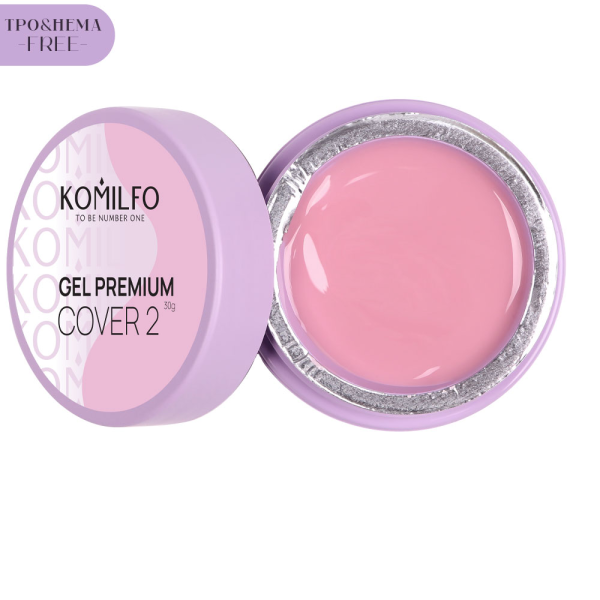 Гель для наращивания Komilfo Gel Premium Cover 02, розовый, 30 г (HEMA/TPO free)