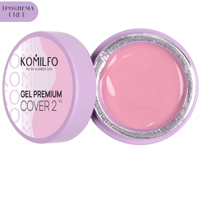 Гель для нарощування Komilfo Gel Premium Cover 02, рожевий, 50 г (HEMA/TPO free)