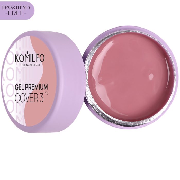 Гель для нарощування Komilfo Gel Premium Cover 03, бежевий, 50 г (HEMA/TPO free)
