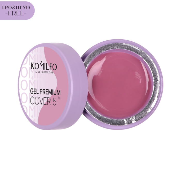 Гель для наращивания Komilfo Gel Premium Cover 05, темный бежевый, 15 г (HEMA/TPO free)