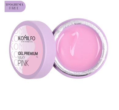 Гель для нарощування Komilfo Gel Premium Milky Pink, молочно-рожевий, 30 г (HEMA/TPO free)