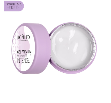 Гель для нарощування Komilfo Gel Milky White Intense, молочний, 15 г (HEMA/TPO free)